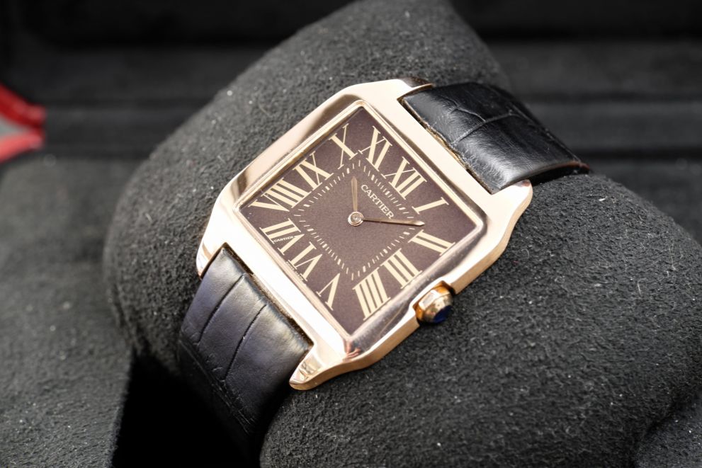 Cartier Santos Dumont Ref. 2650 Chocolate super rare dial - rose gold -b/p full set