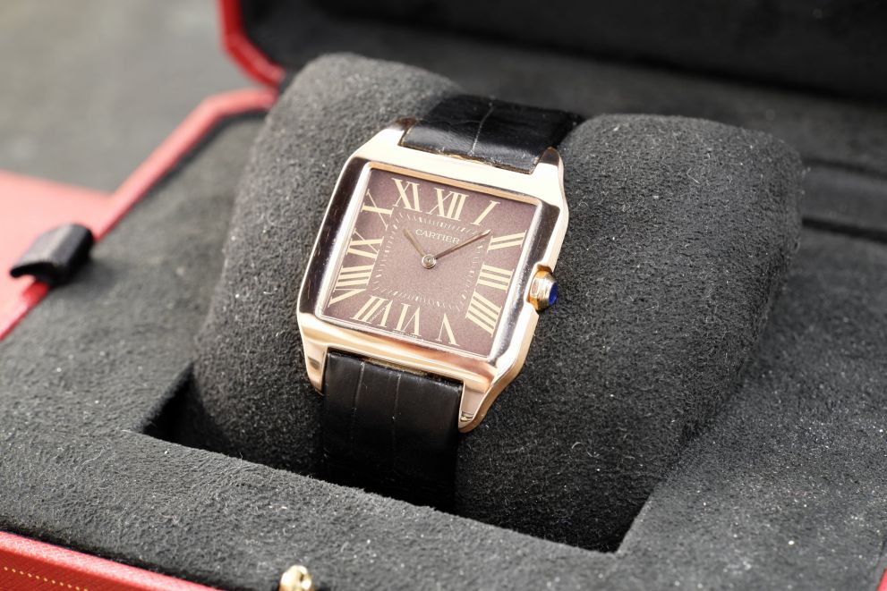 Cartier Santos Dumont Ref. 2650 Chocolate super rare dial - rose gold -b/p full set