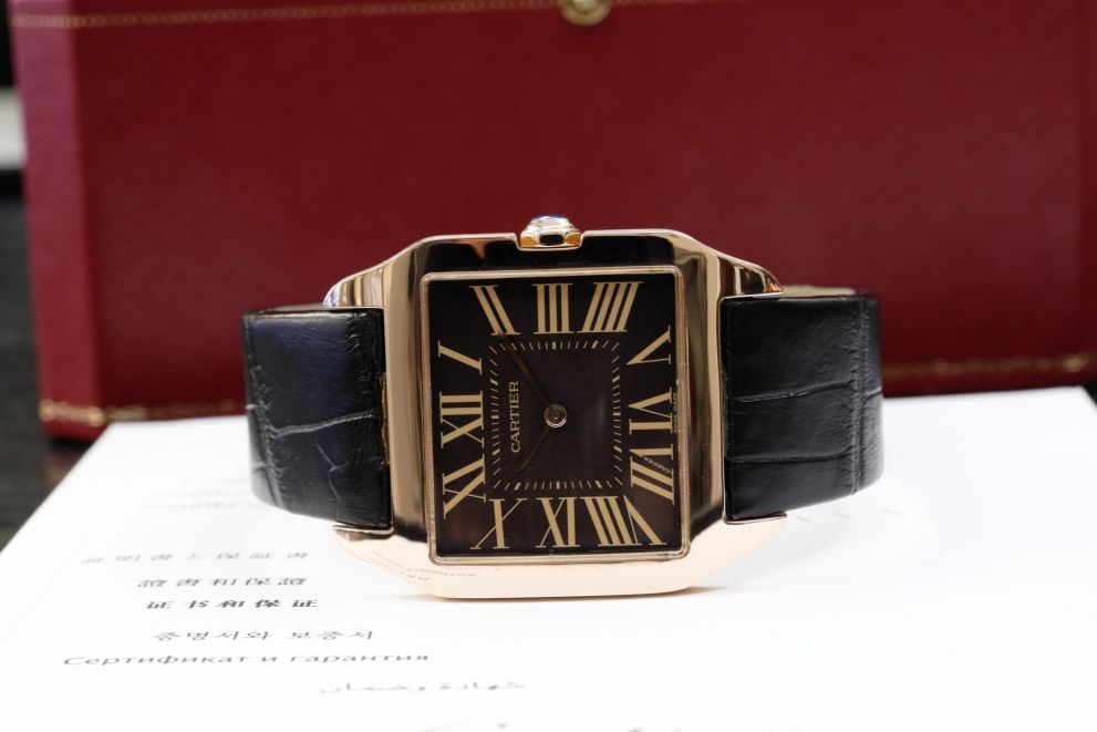 Cartier Santos Dumont Ref. 2650 Chocolate super rare dial - rose gold -b/p full set