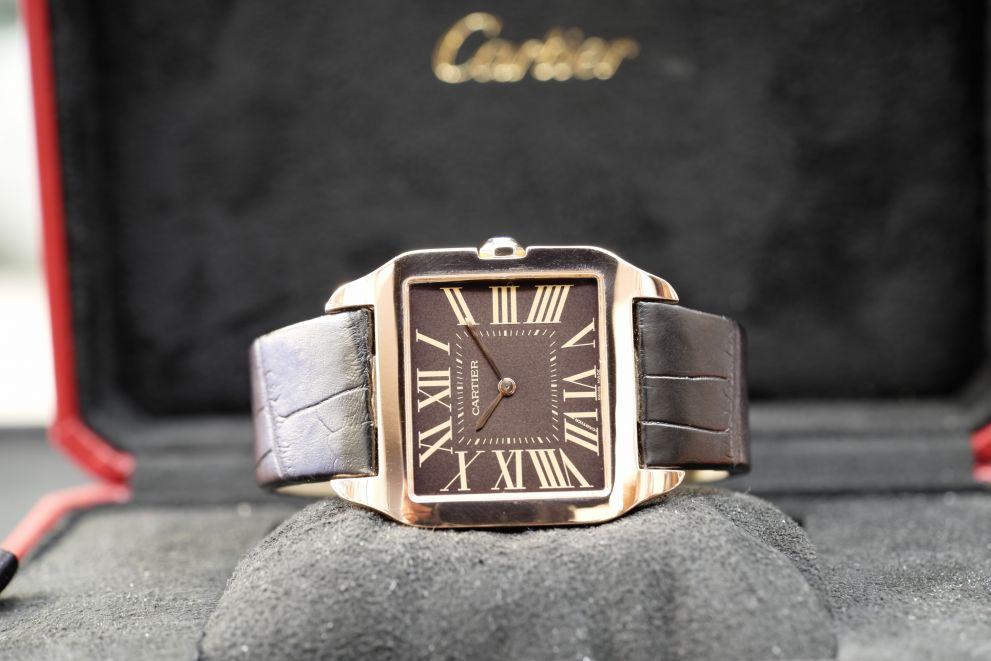 Cartier Santos Dumont Ref. 2650 Chocolate super rare dial - rose gold -b/p full set