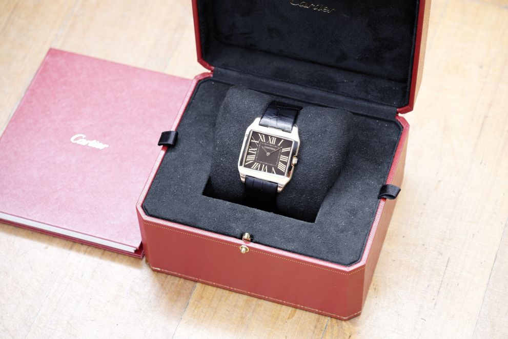 Cartier Santos Dumont Ref. 2650 Chocolate super rare dial - rose gold -b/p full set