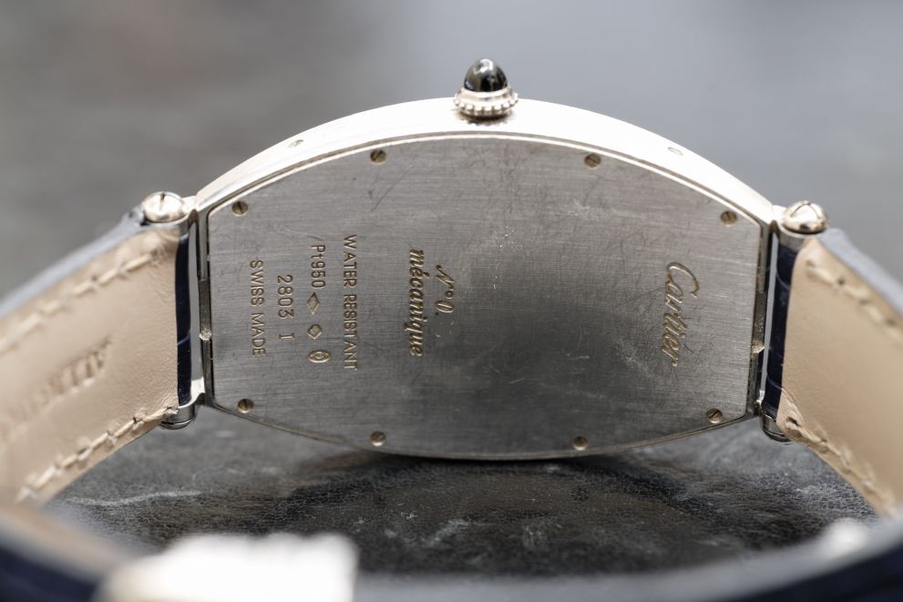 Cartier Platinum Tonneau "Salon Prive'" Super rare Large  mecanique Jumbo size