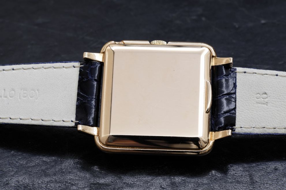 Movado Square Red Gold day-date Vintage - cioccolatino oro rosso