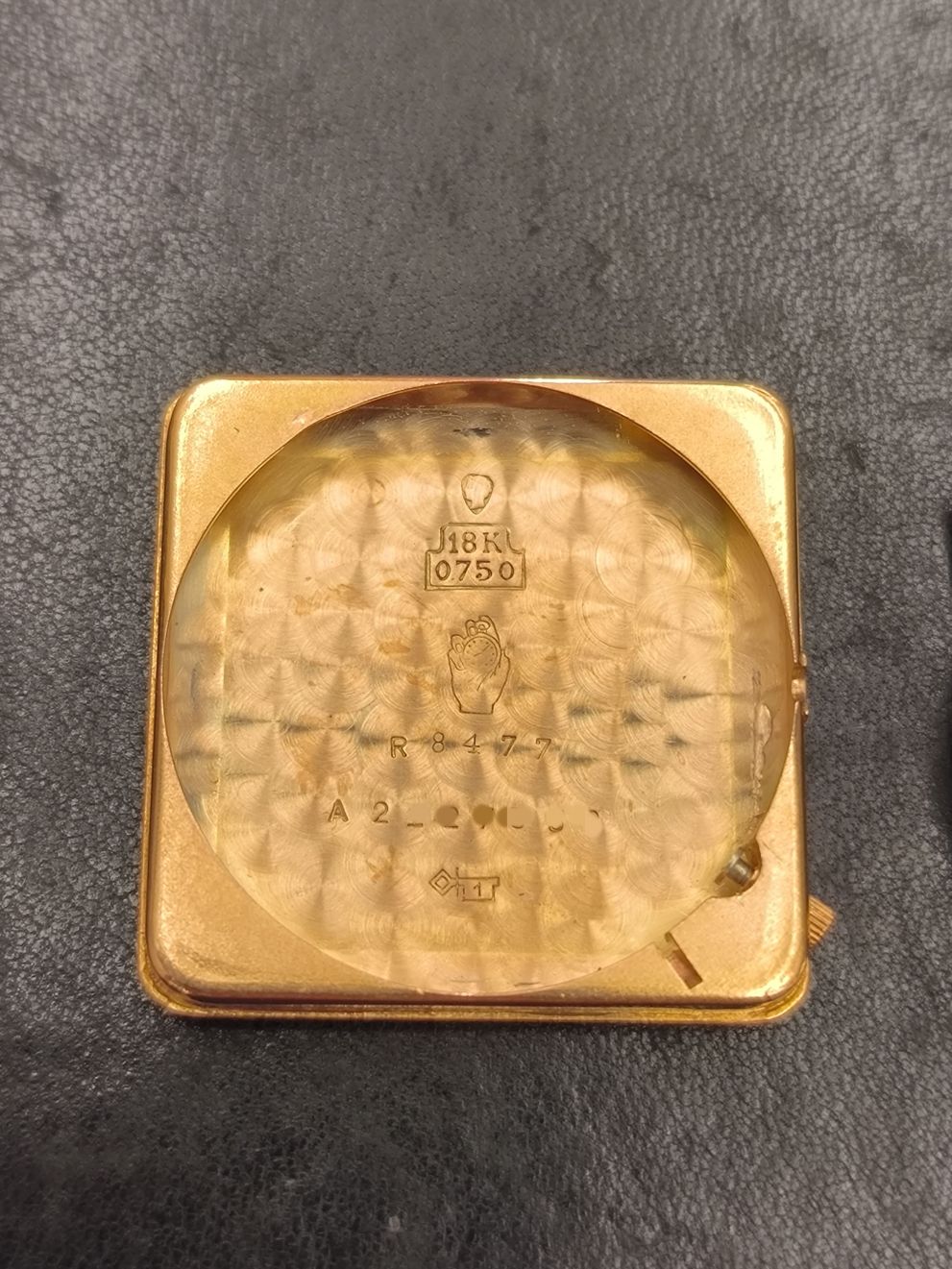Movado Square Red Gold day-date Vintage - cioccolatino oro rosso