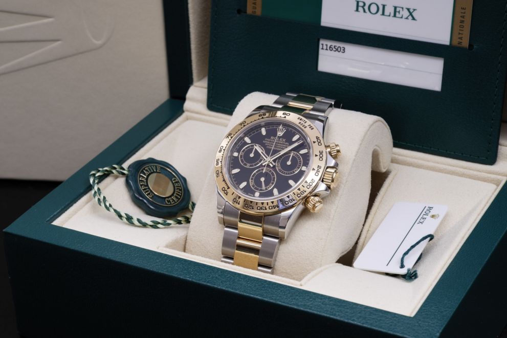 Rolex Daytona Ref. 116503 SS / Gold 18kt Black Dial Full set 2017 b/p TAG