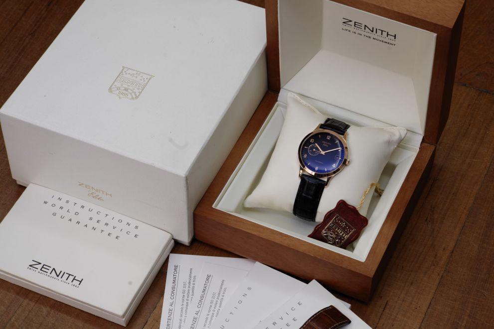 Zenith Elite Rose Gold Black dial Full set