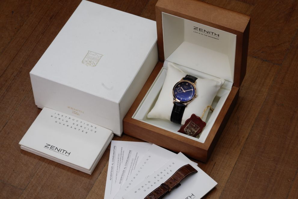 Zenith Elite Rose Gold Black dial Full set
