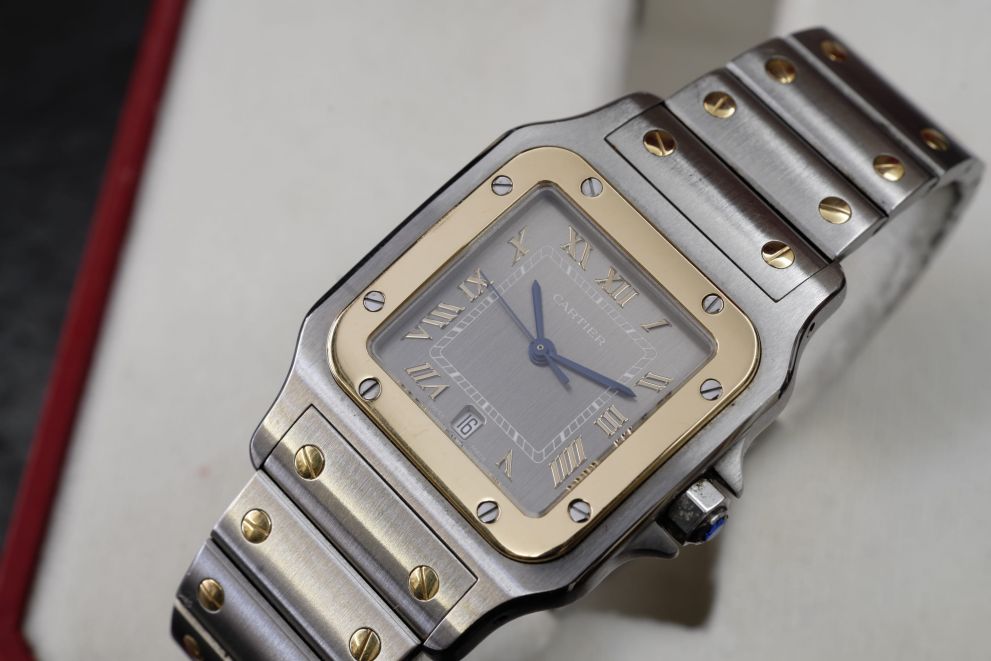 Cartier Santos Galbee 29mm steel gold dark grey dial - rare - top conditions