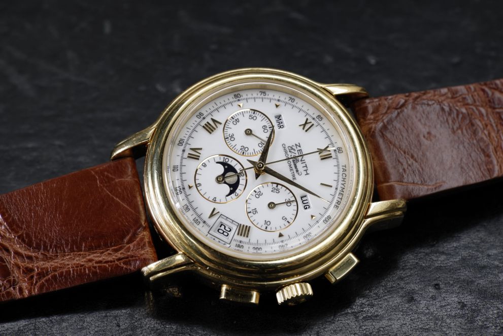 Zenith El Primero Chronomaster Moon Phases Calendar Yellow Gold