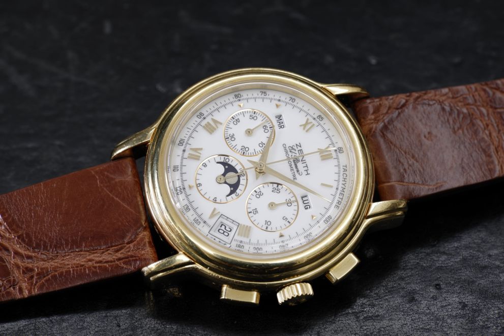 Zenith El Primero Chronomaster Moon Phases Calendar Yellow Gold