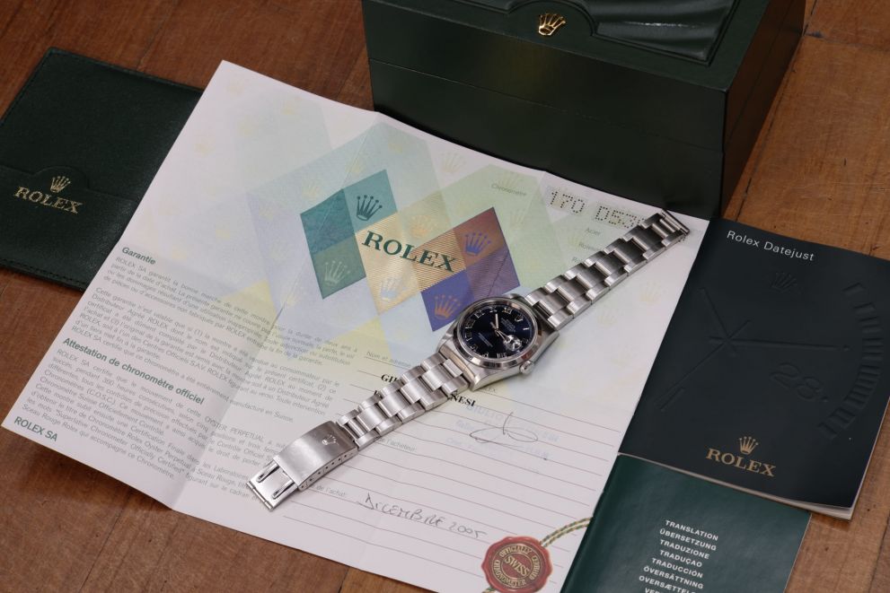 Rolex Datejust 36 Ref. 16200 Blue Roman dial Full set