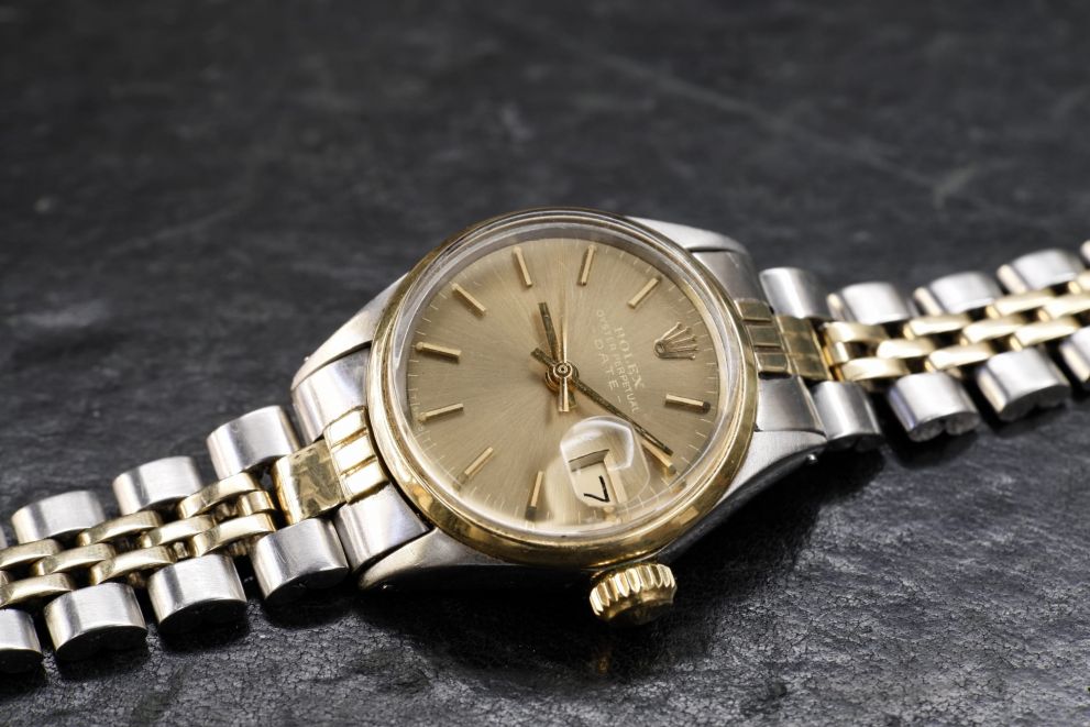 Rolex Oyster Perpetual Date 26mm Ref. 6516 Steel & Gold Champagne dial