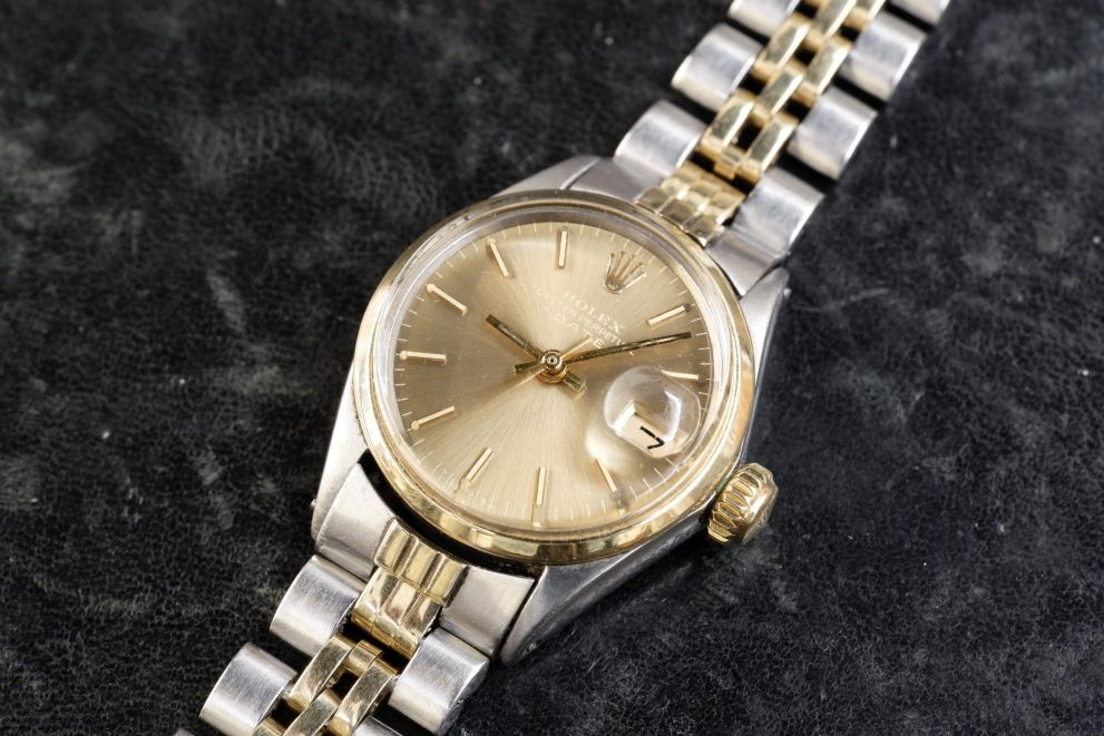 Rolex Oyster Perpetual Date 26mm Ref. 6516 Steel & Gold Champagne dial
