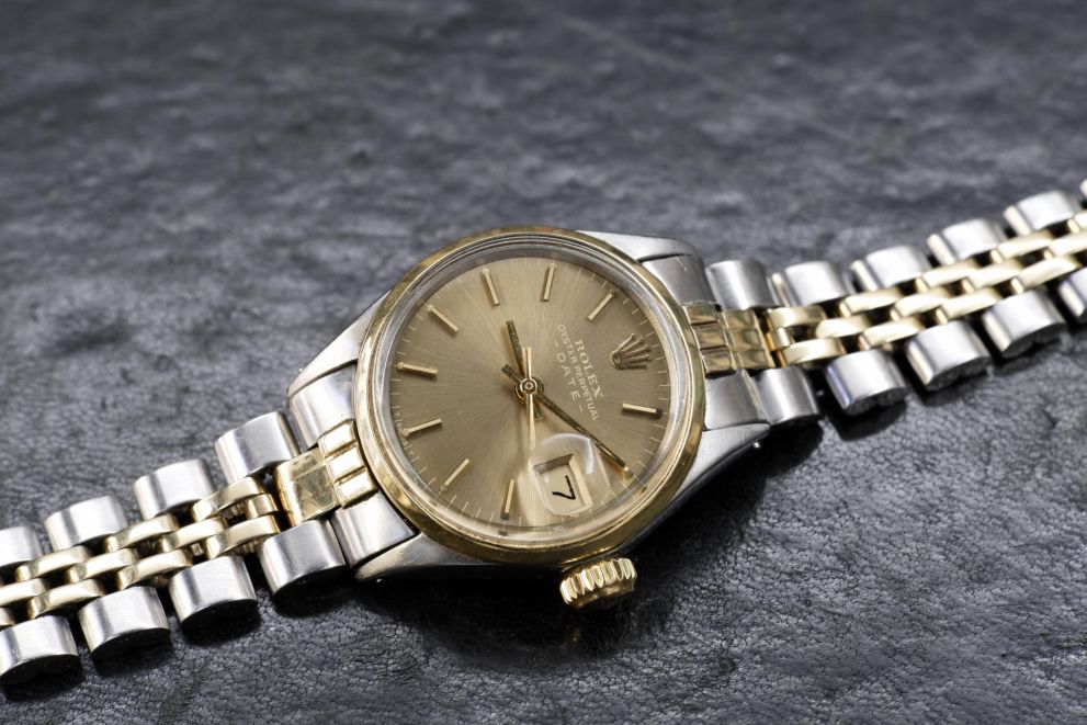 Rolex Oyster Perpetual Date 26mm Ref. 6516 Steel & Gold Champagne dial