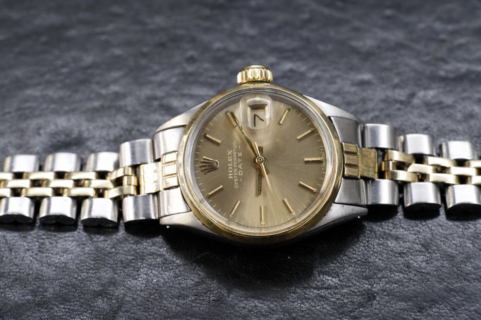 Rolex Oyster Perpetual Date 26mm Ref. 6516 Steel & Gold Champagne dial