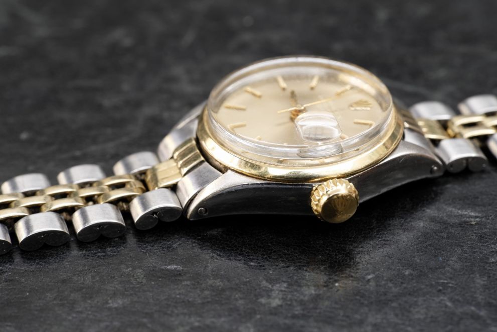 Rolex Oyster Perpetual Date 26mm Ref. 6516 Steel & Gold Champagne dial