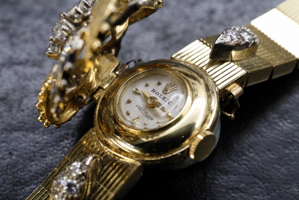 Rolex Precision Lady Orchid Diamonds basculante Super Rare Yellow Gold