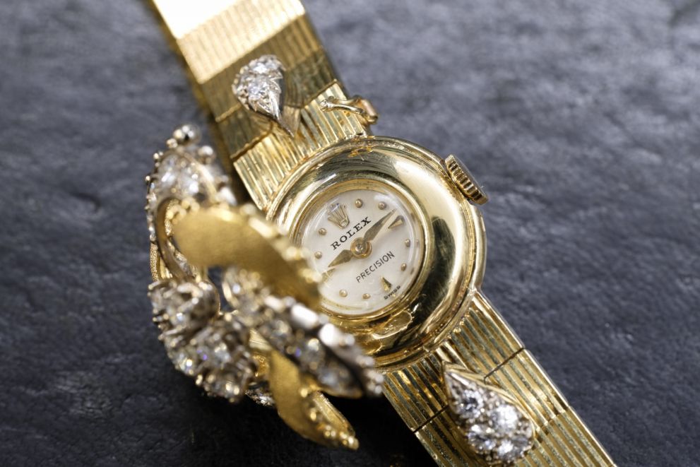 Rolex Precision Lady Orchid Diamonds basculante Super Rare Yellow Gold